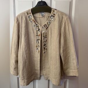CHICO'S Jacket with Metallic Threads and Beading Womens size 3 XL 16